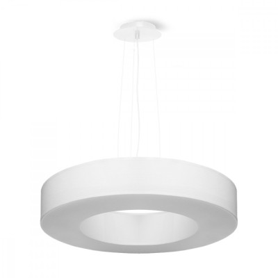 Lustar Saturn Alb Din Țesătură/Pvc/Otel Cu 5 Becuri Rotunde Minimalist De Interior foto