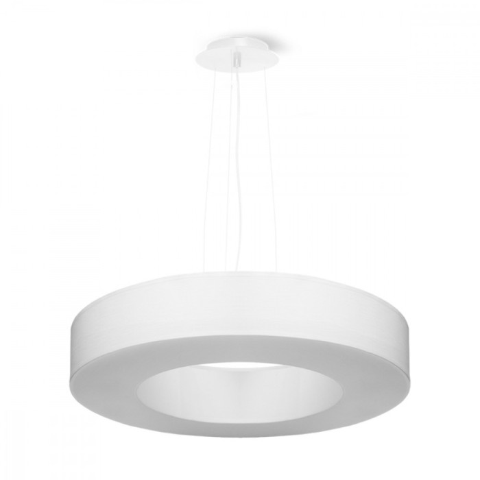 Lustar Saturn Alb Din Țesătură/Pvc/Otel Cu 5 Becuri Rotunde Minimalist De Interior