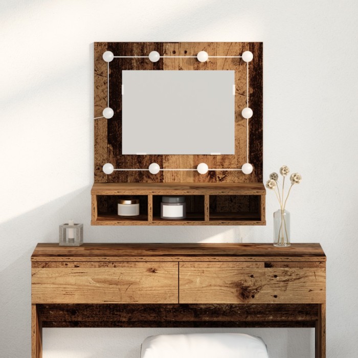 vidaXL Dulap cu oglindă Lemn vechi 62 x 31.5 x 62 cm Lemn compozit 873880