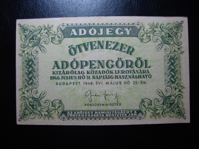 UNGARIA 50.000 ADOPENGO 1946 SUPERBA