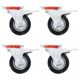 Cumpara ieftin Roți pivotante cu fr&acirc;ne duble, 4 buc., 100 mm