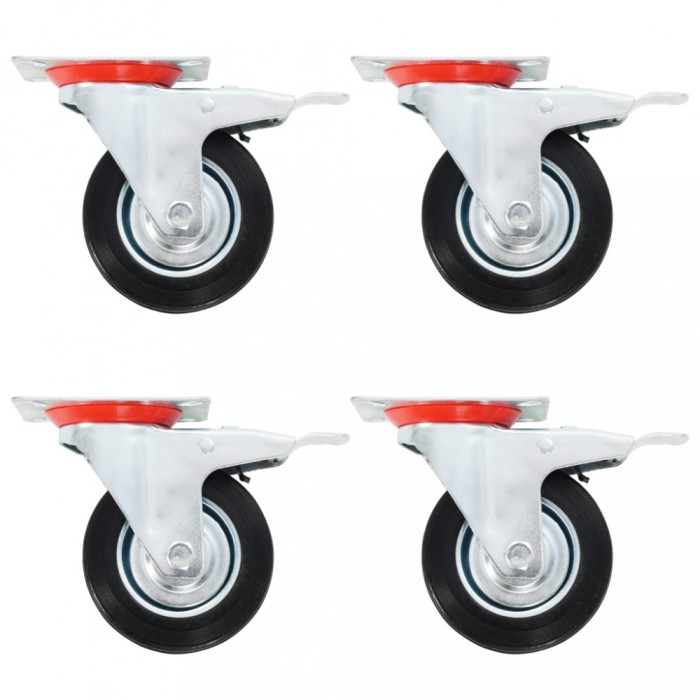 vidaXL Roți pivotante cu fr&acirc;ne duble, 4 buc., 100 mm 143446