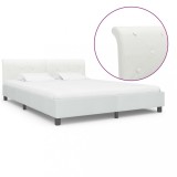 VidaXL Cadru de pat, alb, 160 x 200 cm, piele ecologică
