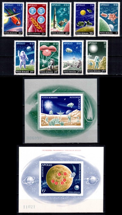 Romania 1972, LP 814 LP 815 LP 816, Incheiere program Apollo serie + colite, MNH