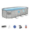 Piscina structura metalica, ovala, cu filtru, pompa, scara, dozator, gri, 549x274x122 cm, Bestway Power Steel