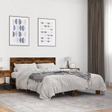 VidaXL Cadru de pat, stejar afumat 120x190 cm lemn prelucrat și metal