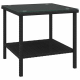 Cumpara ieftin Masa laterala, negru, 45x45x45 cm poliratan/sticla securizata