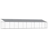 Cumpara ieftin Cusca caini cu acoperis si usa, gri, 10x2x2 m, otel galvanizat