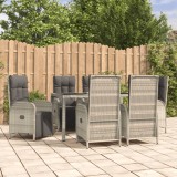 VidaXL Set mobilier de grădină cu perne, 7 piese, gri, poliratan