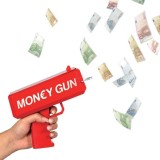 Pistol lansator de bancnote Jumbo, gadget distractiv, culoare roșie, ușor de utilizat