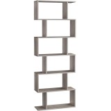 Biblioteca VASAGLE cu 6 rafturi, din lemn, pentru living, gri stejar