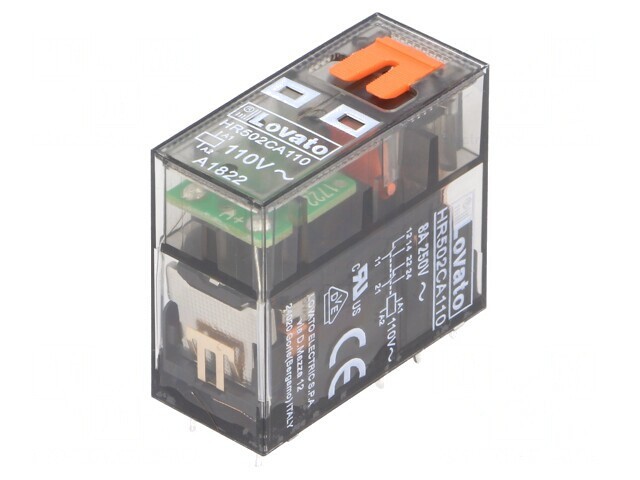 Releu electromagnetic DPDT 110VAC 8A cu soclu