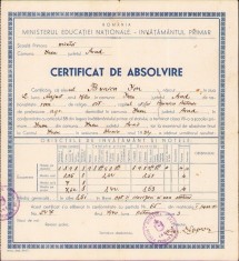 A536 Certificat de absolvire a 7 clase, 1940, Ineu, județul Arad