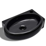 Cumpara ieftin Chiuveta baie orificiu robinet/preaplin, negru, ceramica, rotund