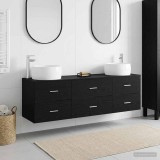 Cumpara ieftin Set dulap baie 3 buc. Negru 161,5 x 44,5 x 80 cm Lemn prelucrat