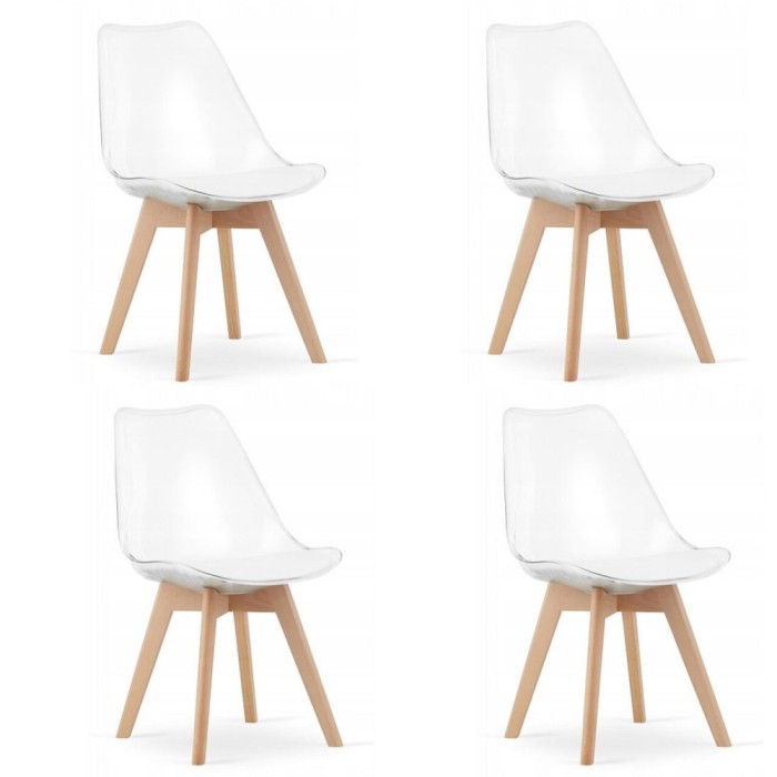 Set 4 scaune bucatarie/living, Artool, Mark, PP, lemn, transparent, 49x42x82.5 cm