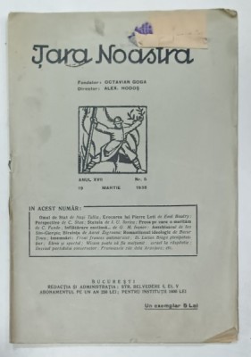 TARA NOASTRA , REVISTA , FONDATOR : OCTAVIAN GOGA , NR. 5 , 1938 foto