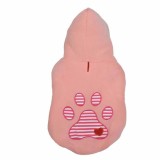 Haina cu gluga Pufo pentru caini, model Pinky footprint, 35 cm, XL