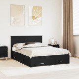 Cumpara ieftin Cadru de pat cu sertar Negru 140 x 190 cm Lemn prelucrat
