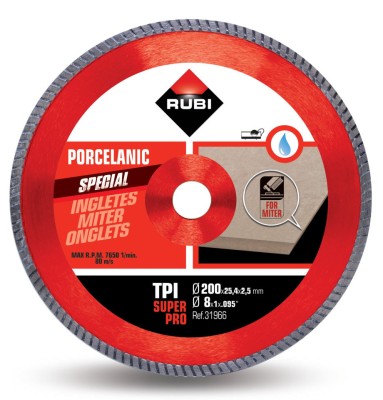 Disc diamantat pt. gresie portelanata, taieri oblice 200mm, TPI 200 SuperPro - RUBI-31966 foto