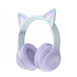 Casti audio Over Ear pentru copii, J&amp;Y, wireless, pliabile, efecte luminoase, mov