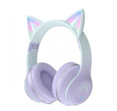 Casti audio Over Ear pentru copii, J&amp;Y, wireless, pliabile, efecte luminoase, mov