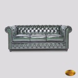 Chesterfield Canapea 3 Locuri Brighton FT Verde Antic Spălat Manual