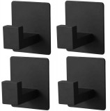 Set 4 cuiere autoadezive,Material otel,Negru