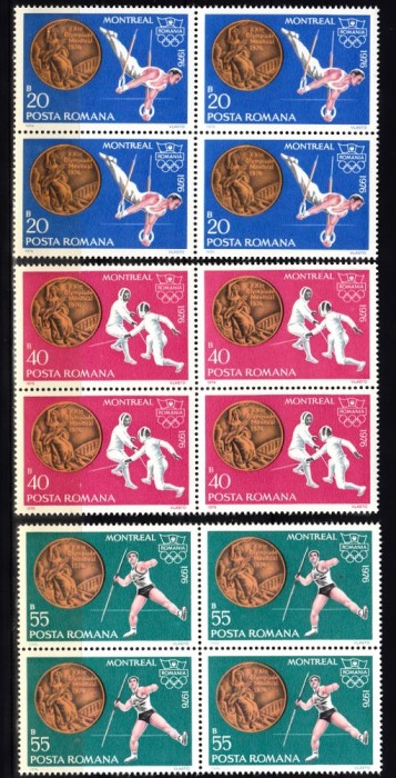 A11 TX10 4 - 1976 - Medalii olimpice JO de vara - Montreal - perechi de cate patru timbre