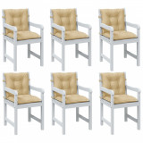 Perne scaun cu spatar mic, 6 buc. melanj bej 100x50x7 cm textil GartenMobel Dekor, vidaXL