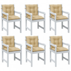vidaXL Perne scaun cu spătar mic, 6 buc. melanj bej 100x50x7 cm textil