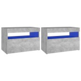 Cumpara ieftin Noptiera cu lumini LED, 2 buc., gri beton, 60x35x40 cm
