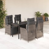 Cumpara ieftin Gossi set mobilier de gradina cu perne, 5 piese, gri, poliratan