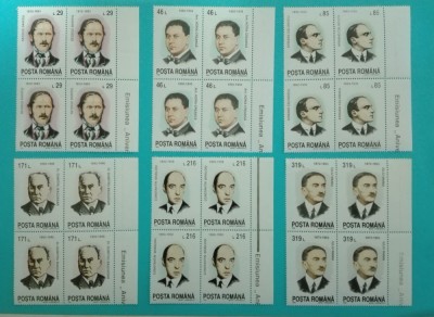 TIMBRE ROMANIA 1993 L.P. 1325 ANIVERSARI COMEMORARI BLOC DE 4 VALORI MNH foto
