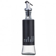 Recipient Pufo Savor din sticla pentru ulei si otet, 300 ml, negru