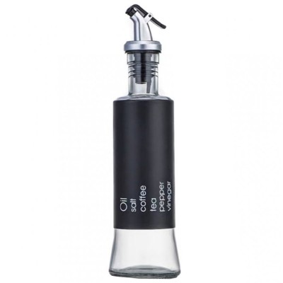 Recipient Pufo Savor din sticla pentru ulei si otet, 300 ml, negru foto