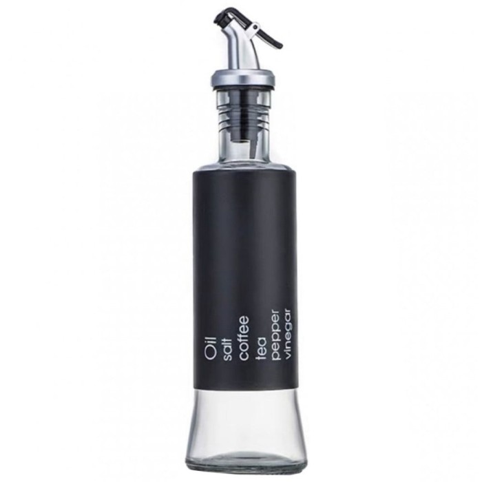 Recipient Pufo Savor din sticla pentru ulei si otet, 300 ml, negru