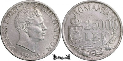 1946, 25.000 Lei - Mihai I - Regatul Rom&amp;acirc;niei | KM 70 foto
