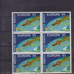 ROMANIA 1991 LP 1252 EUROPA 91 CEPT BLOC DE 6 TIMBRE MNH
