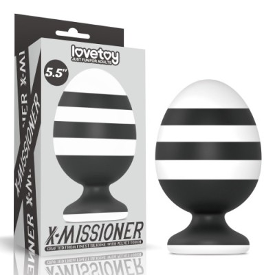 Dop Anal X-Missioner, Silicon, Negru/Alb, 14 cm foto