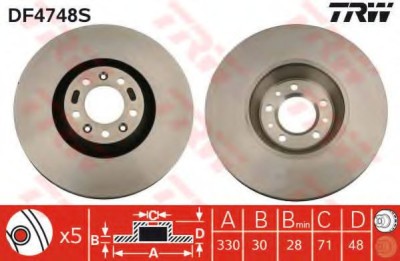 Disc frana PEUGEOT 407 SW (6E) (2004 - 2016) TRW DF4748S foto