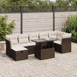 VidaXL Set canapele de grădină cu perne, 8 piese, maro, poliratan