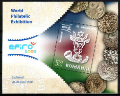 Romania 2007, LP 1778, EFIRO 2008 (II), colita, MNH! LP 7,30 lei foto