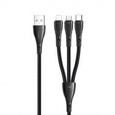 Cablu de date Mcdodo Mamba Series 3 in 1 Lightning &amp;amp; MicroUSB &amp;amp; Type-C 1.2m Black foto