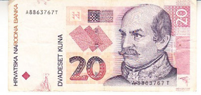 M1 - Bancnota foarte veche - Croatia - 20 kuna - 2012 foto
