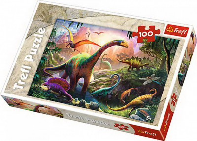 Puzzle trefl 100 pe taramul dinozaurilor foto