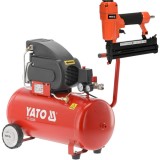 Yato YT-23305 + YT-09203 - Compresor cu ulei 1500 W 50 l 200 l/min 8 bar + Capsator pneumatic 5.7 mm 80 capse