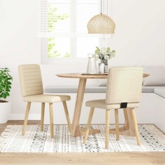 vidaXL Scaune de bucătărie, 2 buc., crem, material textil