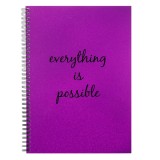 Caiet Matematică, A4, 3 Subiecte, 96 File, Mov, Mesaj Everything is possible, Spiralat