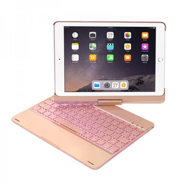 Husa carcasa cu tastatura LED Bluetooth Wireless pentru iPad Air / iPad Air 2 / Ipad Pro 9.7/ iPad 9.7 2017 / 2018 din aliaj aluminiu, rose gold Husa carcasa cu tastatura LED Bluetooth Wireless pentru iPad Air / iPad Air 2 / Ipad Pro 9.7/ iPad 9.7 2017 / 2018 din aliaj aluminiu, rose gold